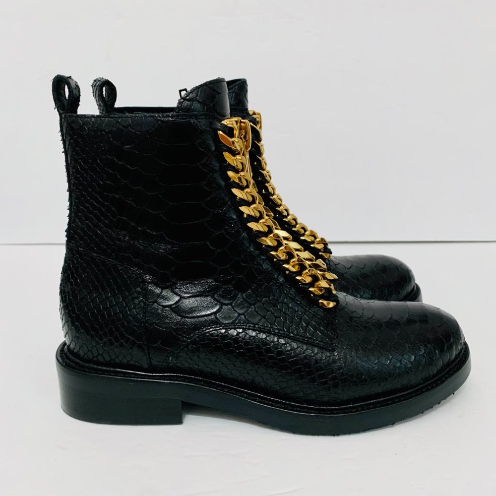 JEFFREY CAMPBELL LEATHER SNAKESKIN EMBOSSED ANKLE BOOTIE BOOTS NWOT - Picture 3 of 11